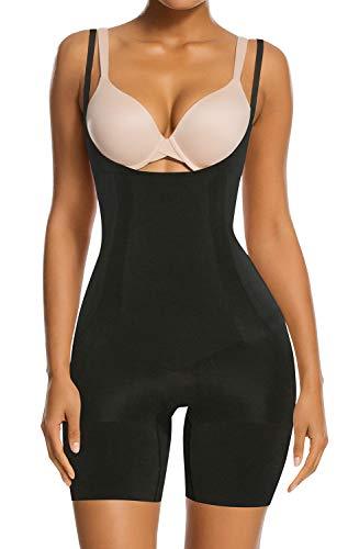 SHAPERX Tummy Control Shapewear for Women Seamless Colombianas Faja Bodysuit Open Bust Mid-Thigh Body Shaper Shorts